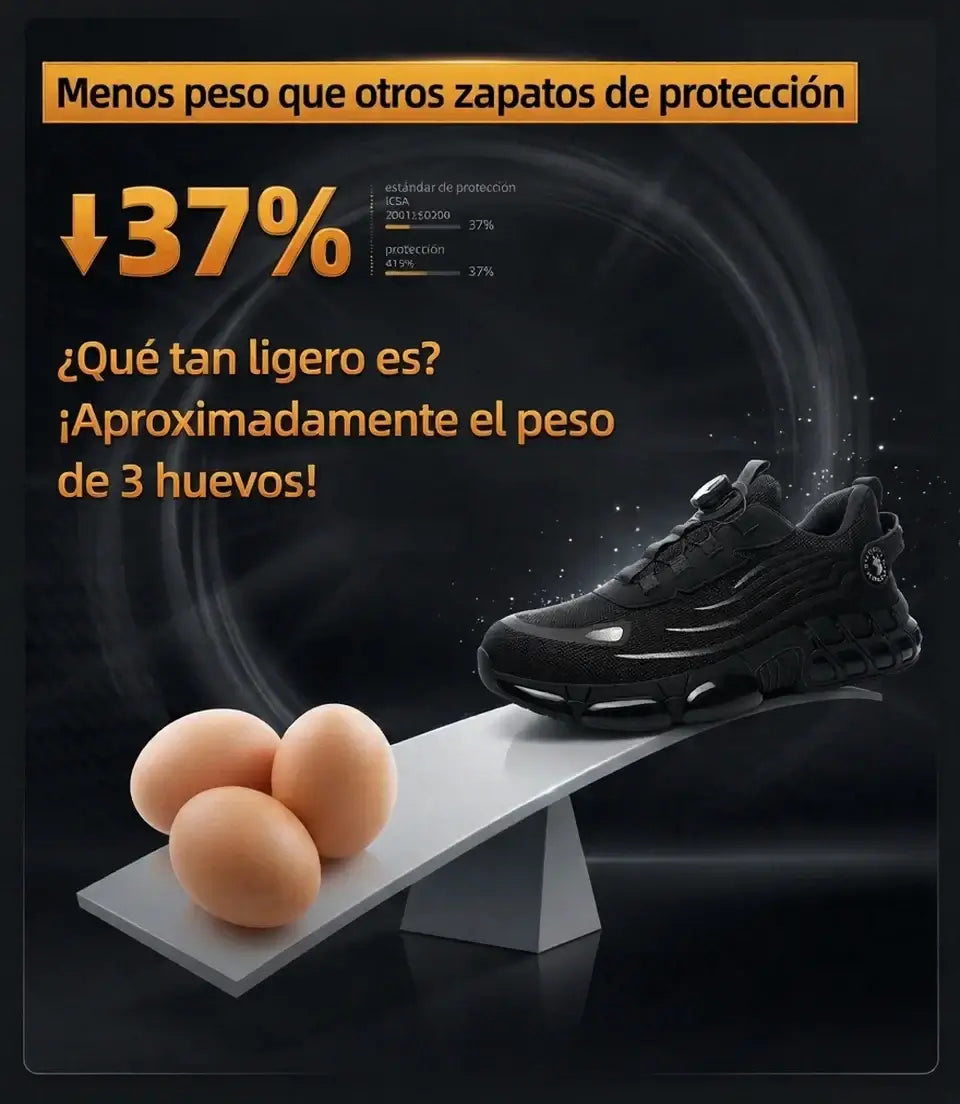 Calzado de seguridad con cierre rotativo ZAREXIO Pro, liviano y diseñado para trabajos al aire libre, con un peso inferior al de 3 huevos.